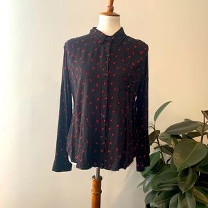 Rails metallic cherry button up